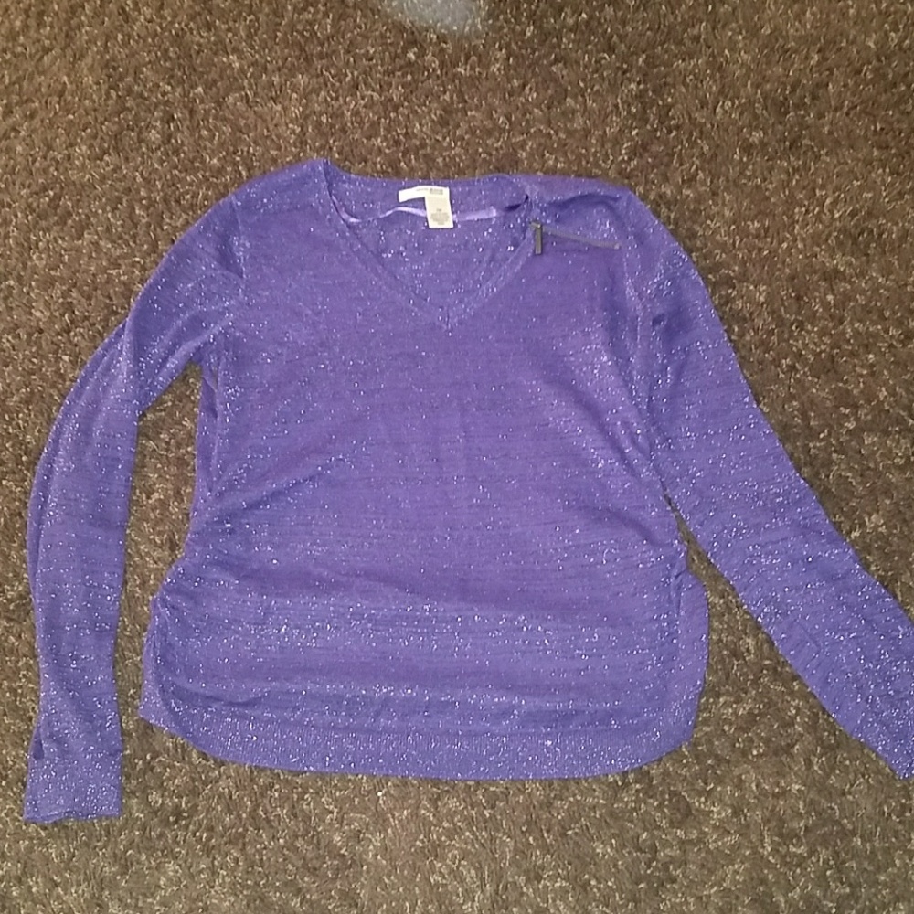 DKNY Jeans Petites Top Lurex Purple Long Sleeve Petite M